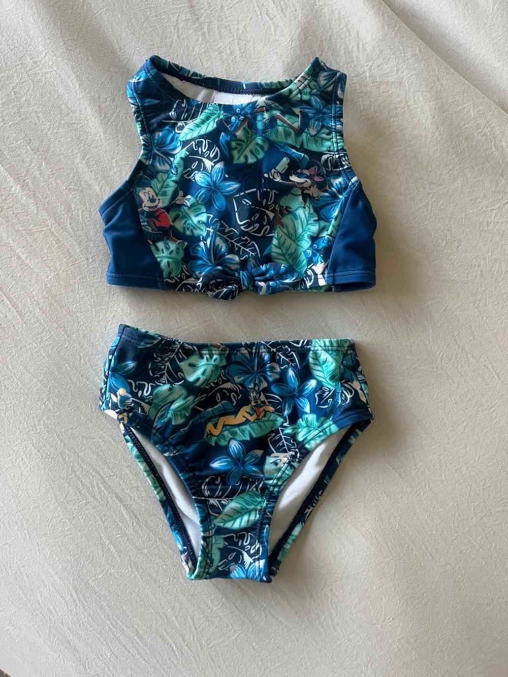 Disney Girls' Blue & Green Tropical Tankini Two-Piece Swim Set